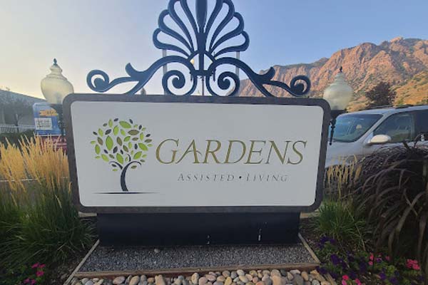 Gardens outdoor sign close up